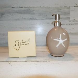 NIB Carmel Ceramica Sand Brown Starfish Soap Pump